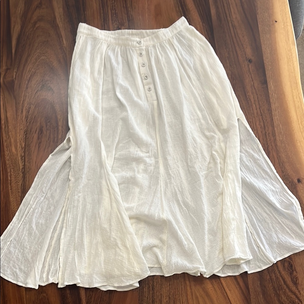 Reformation Ivory Button-Front Midi Skirt